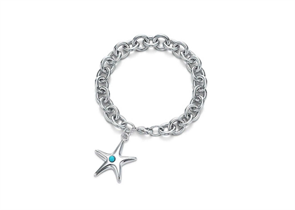 Silver Plated Starfish with a gemstone Charm Bracelet